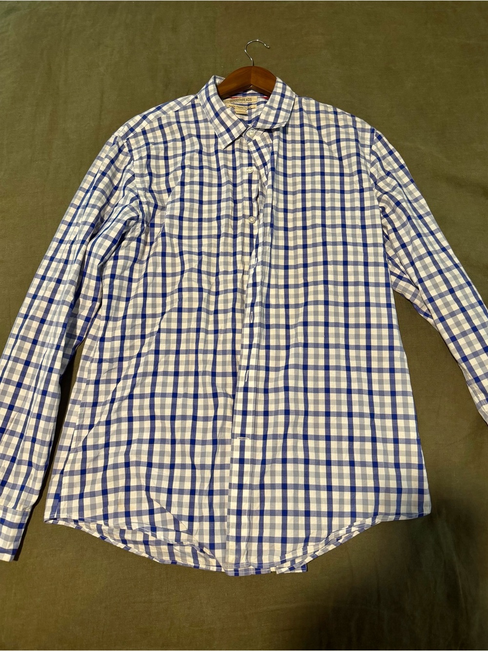 Goodthreads Blue and White Checked Button-Down Shirt